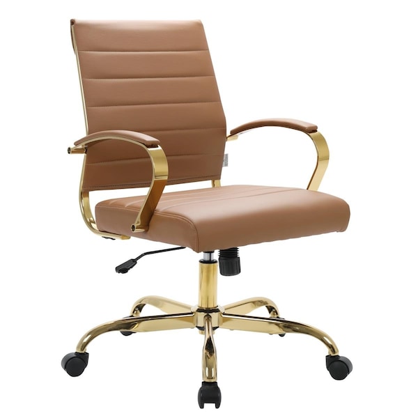 Kd Benmar Home Leather Office Chair with Gold Frame, Brown KD2609637 - main